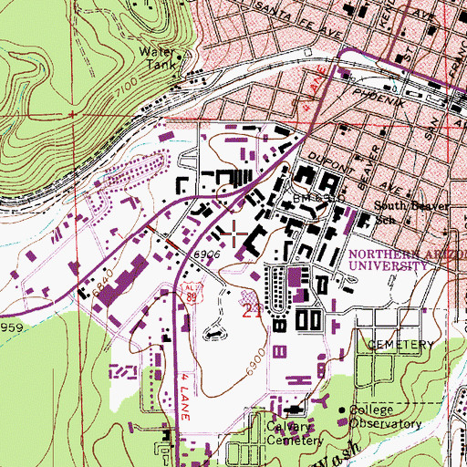 Topographic Map of Northern Arizona University Flagstaff Campus Eastman Education Center, AZ