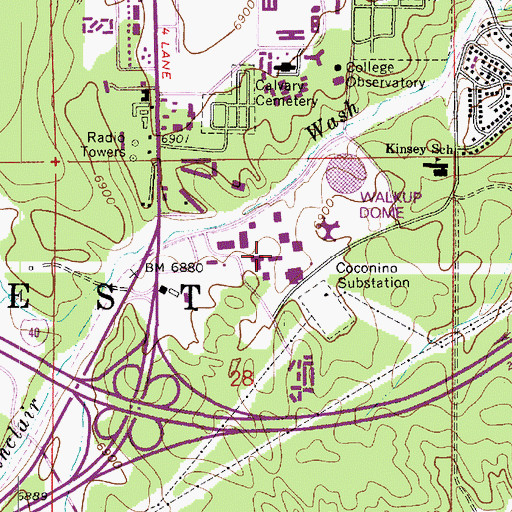 Topographic Map of Northern Arizona University Flagstaff Campus Health Professions Building, AZ