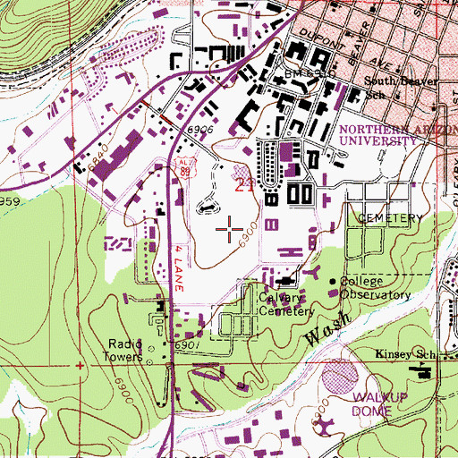 Topographic Map of Northern Arizona University Flagstaff Campus Information Systems Building, AZ