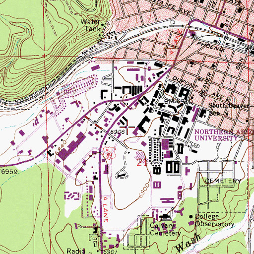 Topographic Map of Northern Arizona University Flagstaff Campus Institute for Human Development, AZ