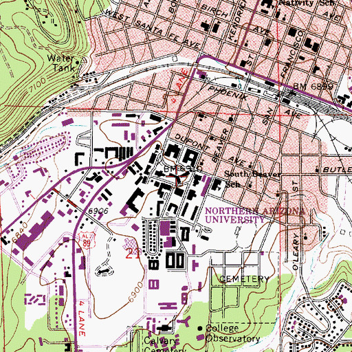 Topographic Map of Northern Arizona University Flagstaff Campus Science Lab, AZ