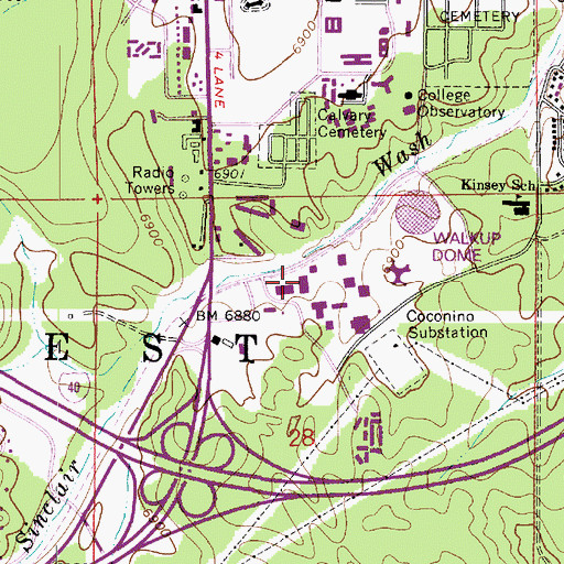 Topographic Map of Northern Arizona University Flagstaff Campus Social and Behavioral Sciences Building, AZ