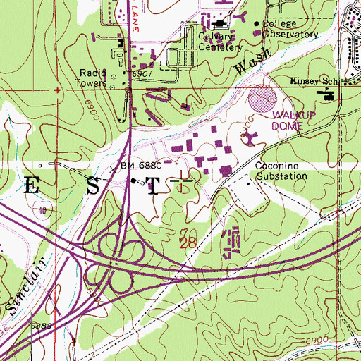 Topographic Map of Northern Arizona University Flagstaff Campus Southwest Forest Science Complex, AZ