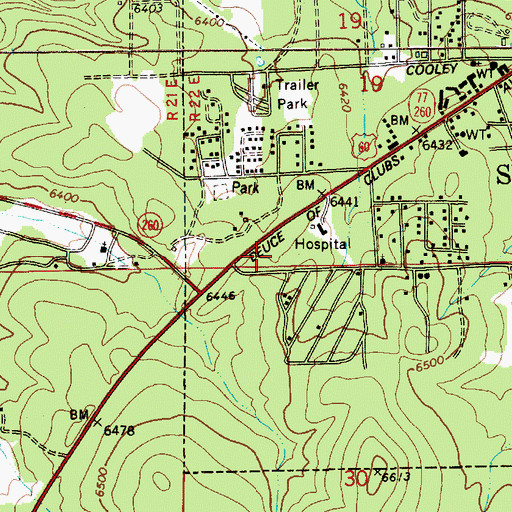 Topographic Map of Northland Pioneer College White Mountain Campus Ponderosa Center, AZ