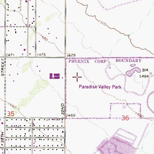 Topographic Map of Paradise Valley Community College Administration Building, AZ