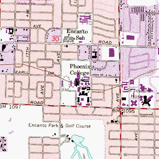Topographic Map of Phoenix College Downtown Campus H Building, AZ