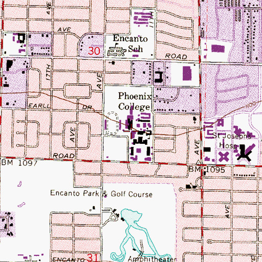 Topographic Map of Phoenix College Downtown Campus LC Building, AZ