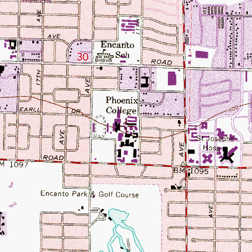 Topographic Map of Phoenix College Downtown Campus Music Building, AZ
