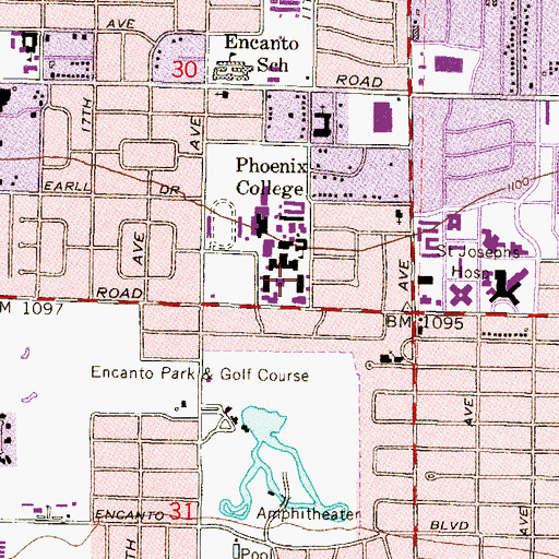 Topographic Map of Phoenix College Downtown Campus Noble Engineering Sciences Building, AZ