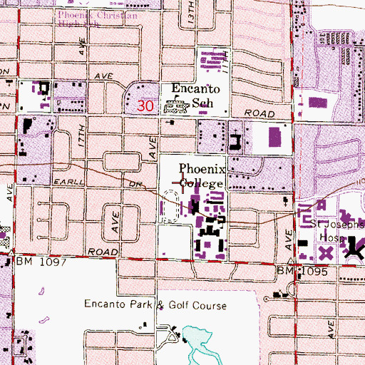 Topographic Map of Phoenix College Downtown Campus Public Service Building, AZ