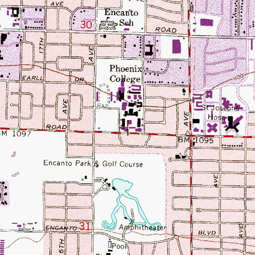 Topographic Map of Phoenix College Downtown Campus Science Building, AZ