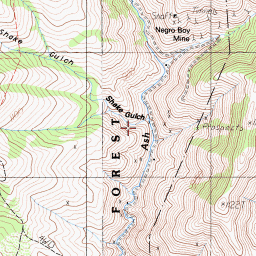 Topographic Map of Shake Gulch, CA