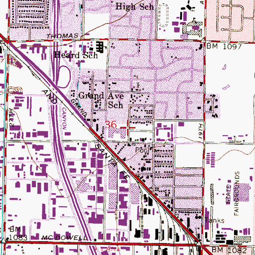 Topographic Map of Arizona State Department of Public Safety Police Department, AZ
