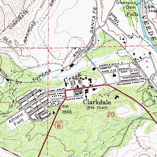 Topographic Map of Clarkdale Police Department, AZ