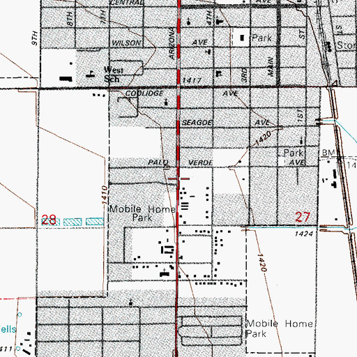 Topographic Map of Coolidge Police Department, AZ