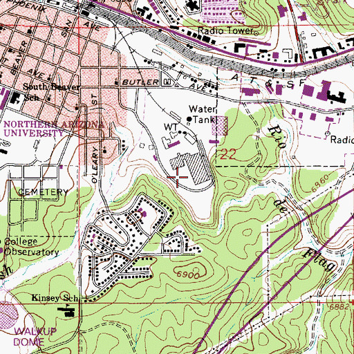 Topographic Map of Flagstaff Police Department, AZ