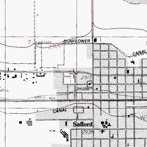 Topographic Map of Graham County Sheriff's Office Safford, AZ