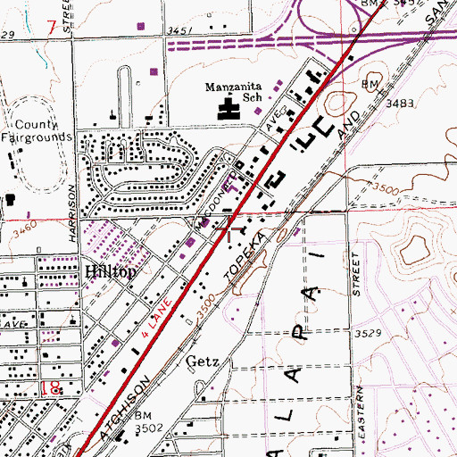Topographic Map of Kingman Police Department, AZ