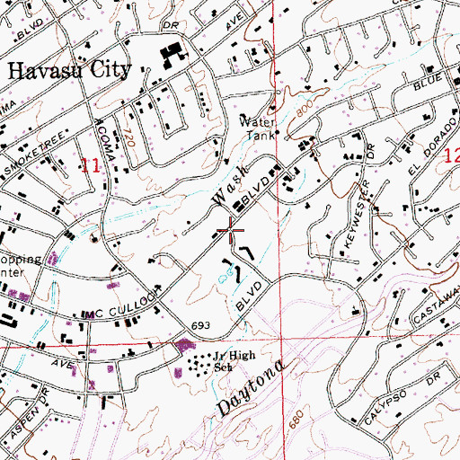Topographic Map of Havasu City Police Department, AZ