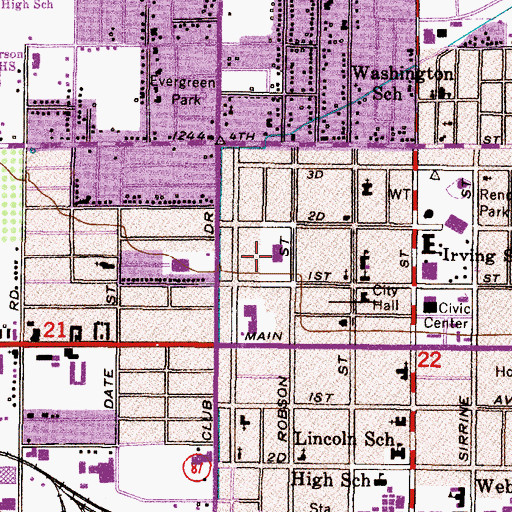 Topographic Map of Mesa Police Department Headquarters, AZ