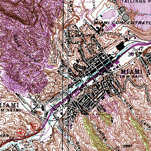 Topographic Map of Miami Police Department, AZ