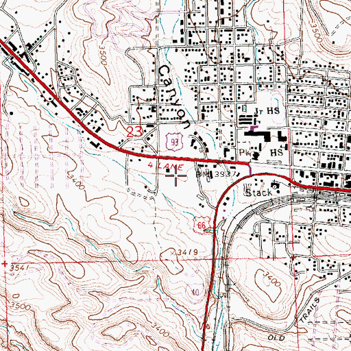 Topographic Map of Mohave County Sheriff's Office Headquarters, AZ