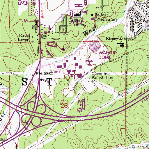 Topographic Map of Northern Arizona University Police Department, AZ