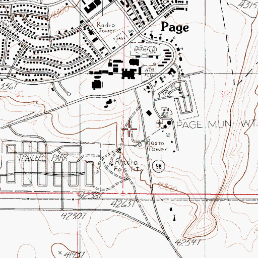 Topographic Map of Page Police Department, AZ