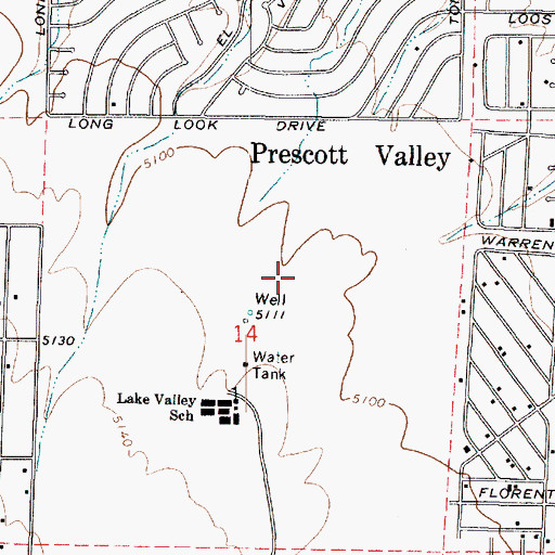Topographic Map of Prescott Valley Police Department, AZ