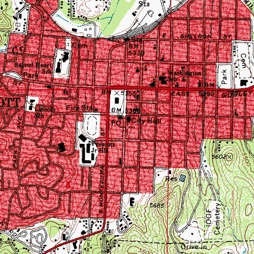 Topographic Map of Prescott Police Department, AZ