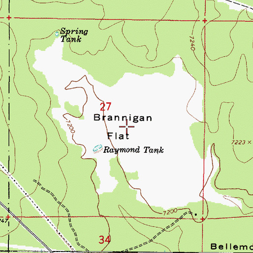 Topographic Map of Brannigan Flat, AZ