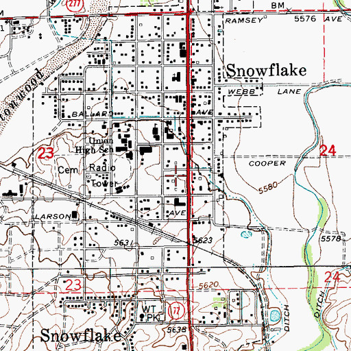 Topographic Map of Snowflake - Taylor Police Department, AZ
