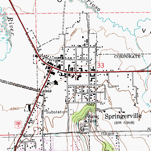 Topographic Map of Springerville Police Department, AZ