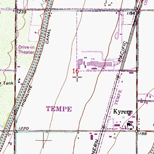 Topographic Map of Tempe Police Department Hardy Substation, AZ