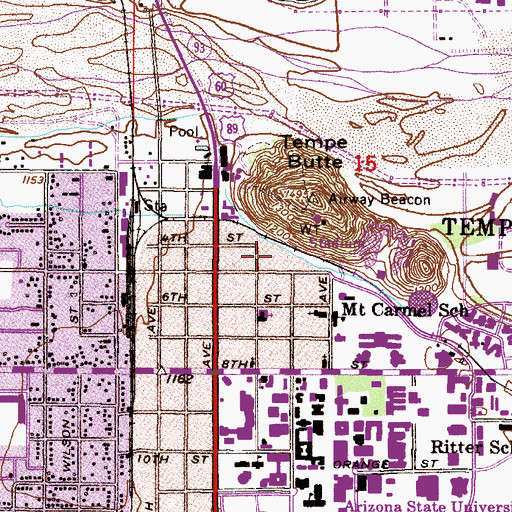 Topographic Map of Tempe Police Department Headquarters, AZ