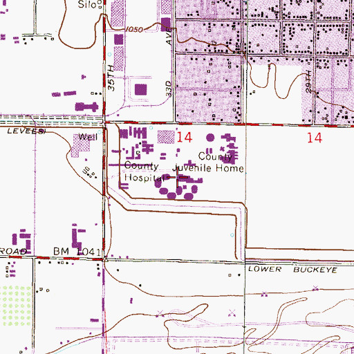 Topographic Map of Maricopa County Durango Jail, AZ