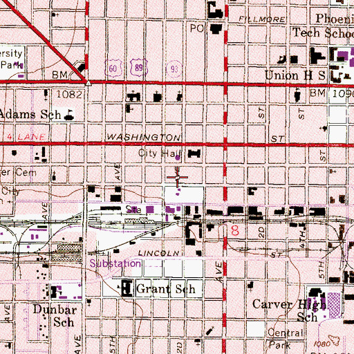 Topographic Map of Maricopa County First Avenue Jail, AZ