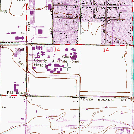 Topographic Map of Maricopa County Towers Jail, AZ