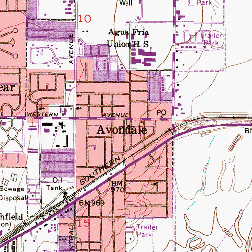 Topographic Map of Avondale Fire Station 171, AZ