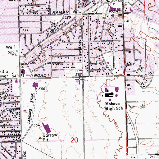 Topographic Map of Bullhead City Fire Department Station 1, AZ