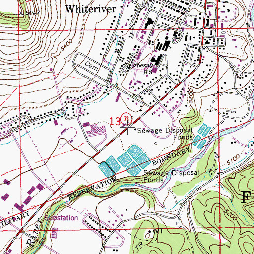Topographic Map of White Mountain Apache Tribal Fire and Rescue Department Station 810 Whiteriver, AZ