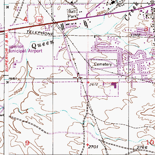 Topographic Map of Superior Fire Department, AZ