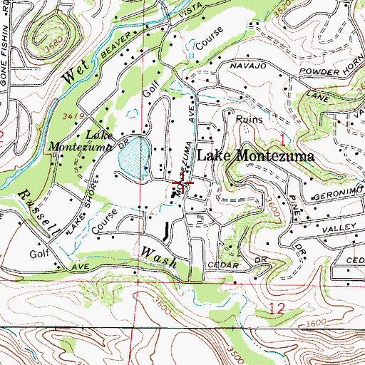 Topographic Map of Montezuma - Rimrock Fire Department, AZ