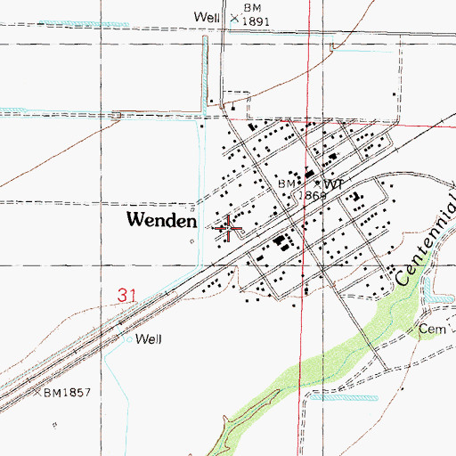 Topographic Map of Wenden Fire Department, AZ