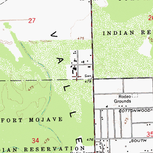 Topographic Map of Mohave Valley Fire Department, AZ