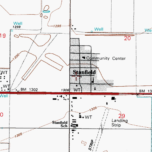Topographic Map of Stanfield Volunteer Fire Department, AZ