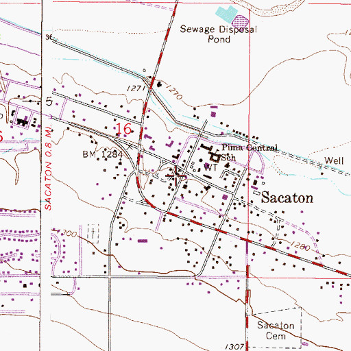 Topographic Map of Gila River Indian Community Fire Department Station 423 Sacaton, AZ