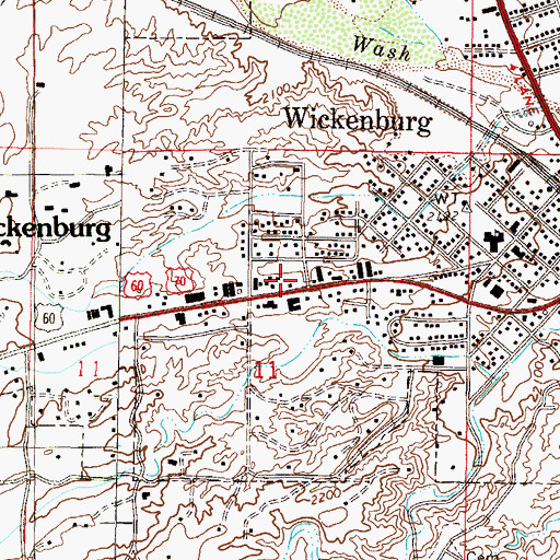 Topographic Map of Wickenburg Fire Department, AZ