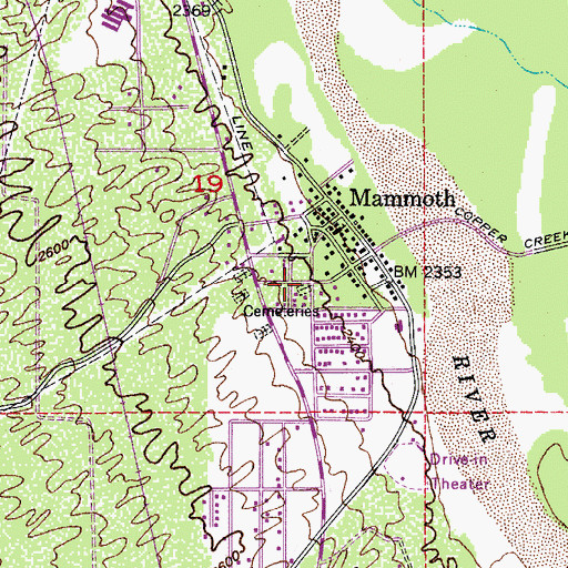Topographic Map of Mammoth Volunteer Fire Department, AZ