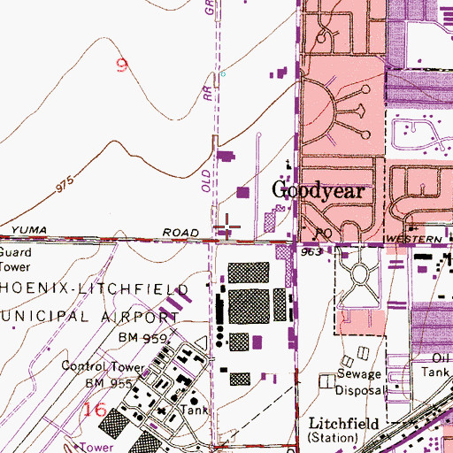 Topographic Map of Goodyear Fire Department Station 181, AZ
